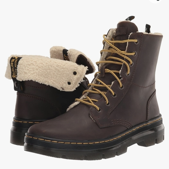 Dr. Martens Combs Leather Fold-Down Winter Boots brown - Unisex W 10 M 9 - Picture 1 of 17